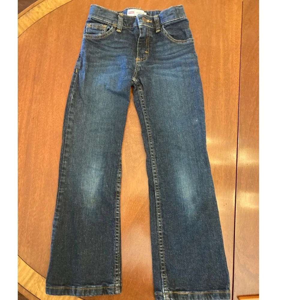 Wrangler Boys 8 Slim Classic Bootcut Jeans Dark Wash Adjustable Waist 105WNBWDG